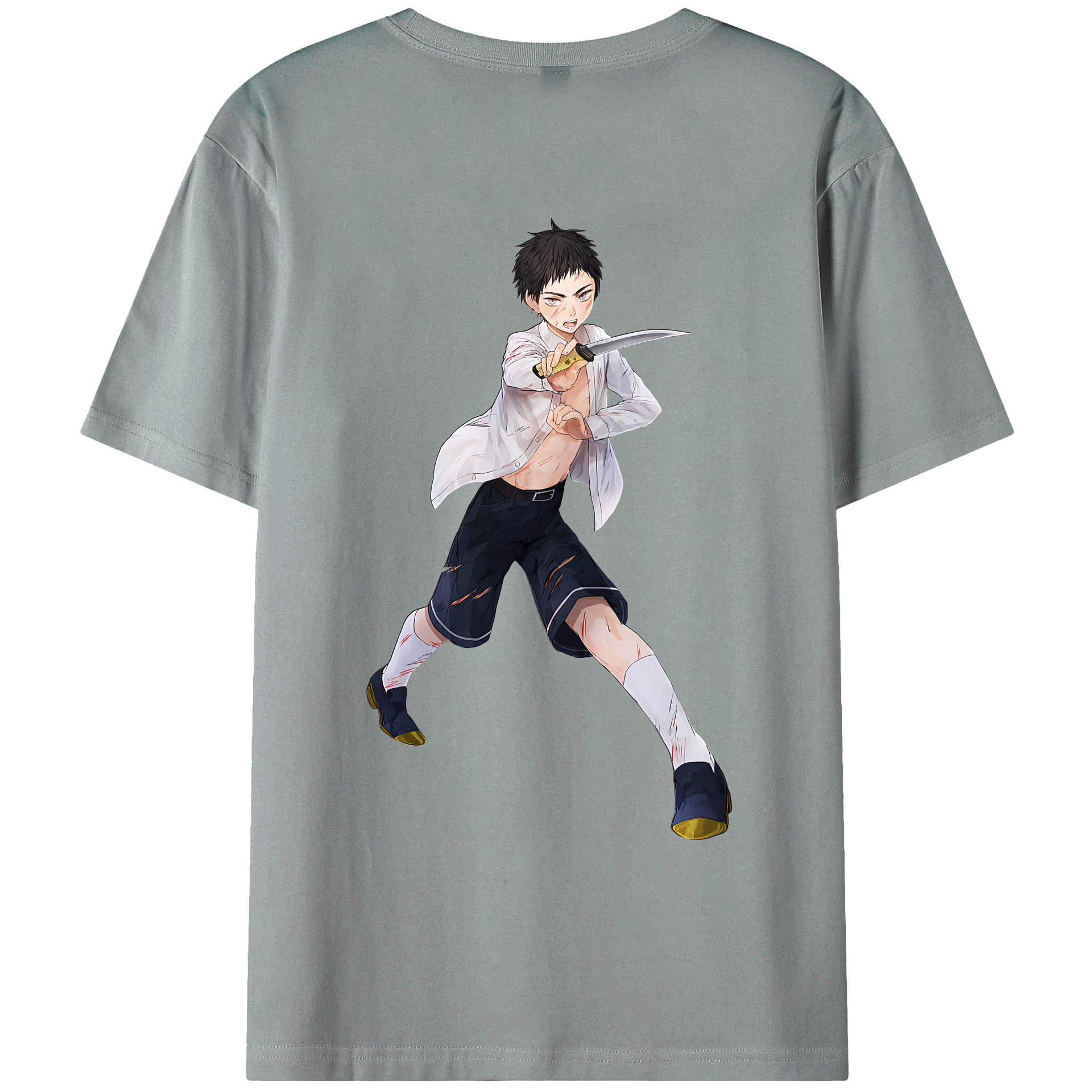 （画像用） 刀剣乱舞 Touken Ranbu 綿100％ メンズ半袖Tシャツ（バックプリント） 通気性
